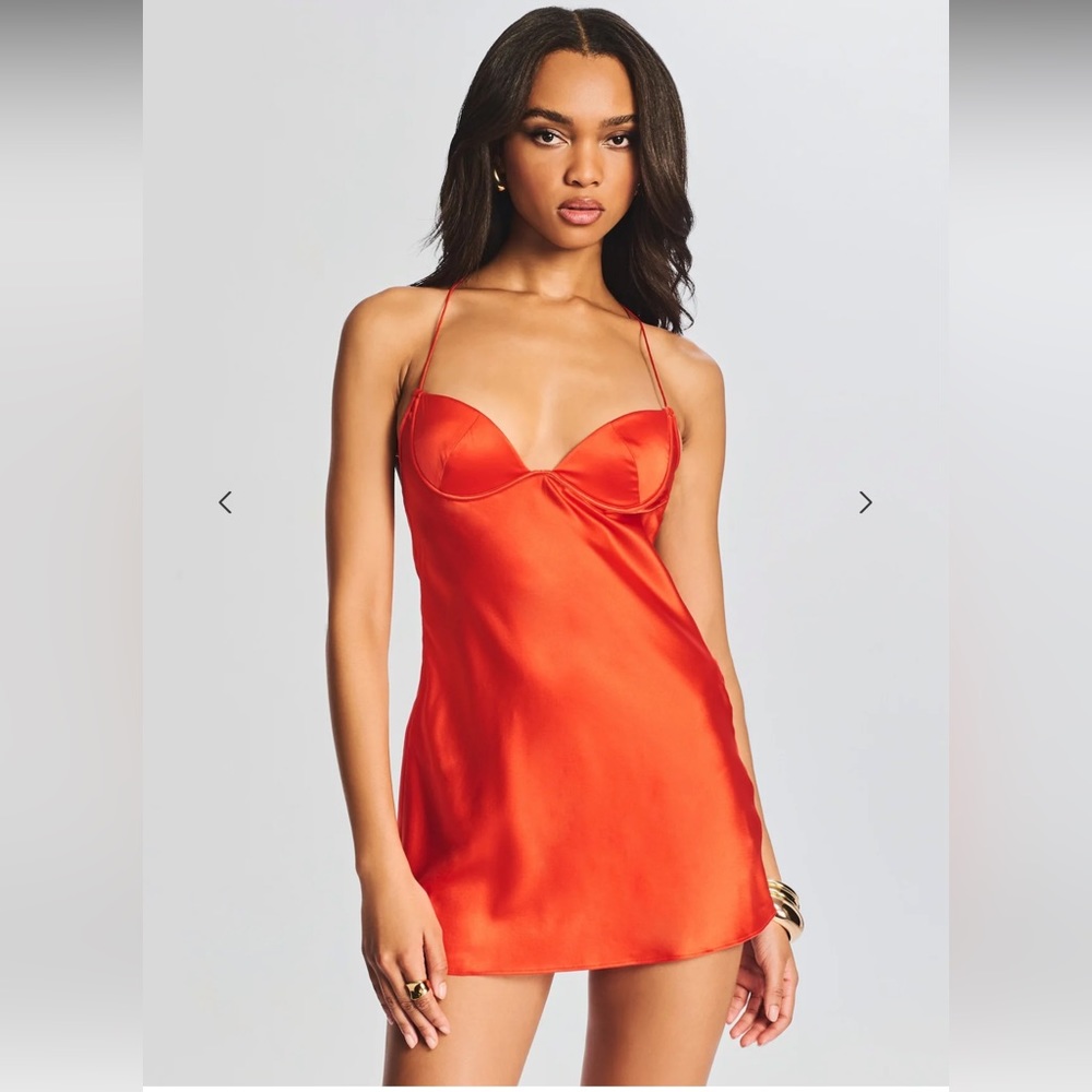 NWT - SER.O.YA Clever Silk Mini Dress Blood Orange - size M - NEVER WORN